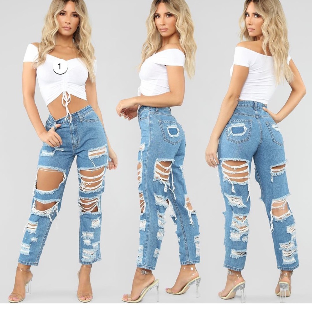 Jeans Distressed Small (3) fashion nova mom Jeans